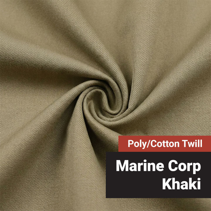 7.5oz Poly Cotton Twill Fabric - Marine Corp Khaki