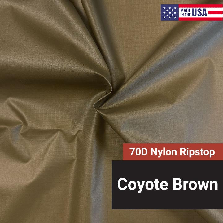 70D Nylon Ripstop - PU Coating and DWR - Solid - Coyote Brown - USA - 59/60"