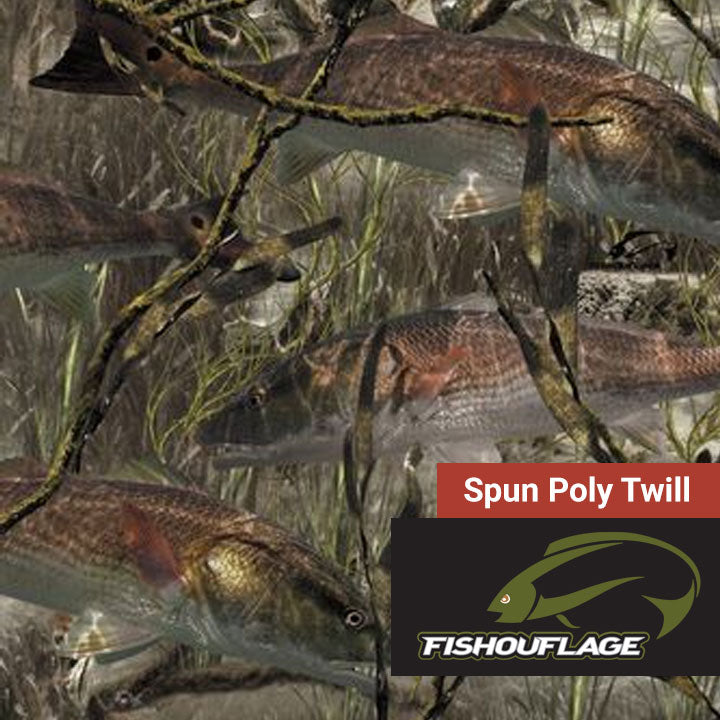 6 oz. Spun Poly Twill - Fishouflage Redfish - 58" (Clearance)