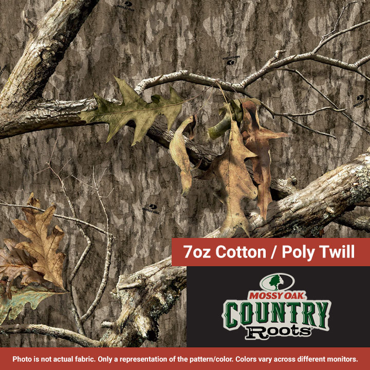 60% Cotton 40% Poly Twill - Mossy Oak Country Roots - 58/59"